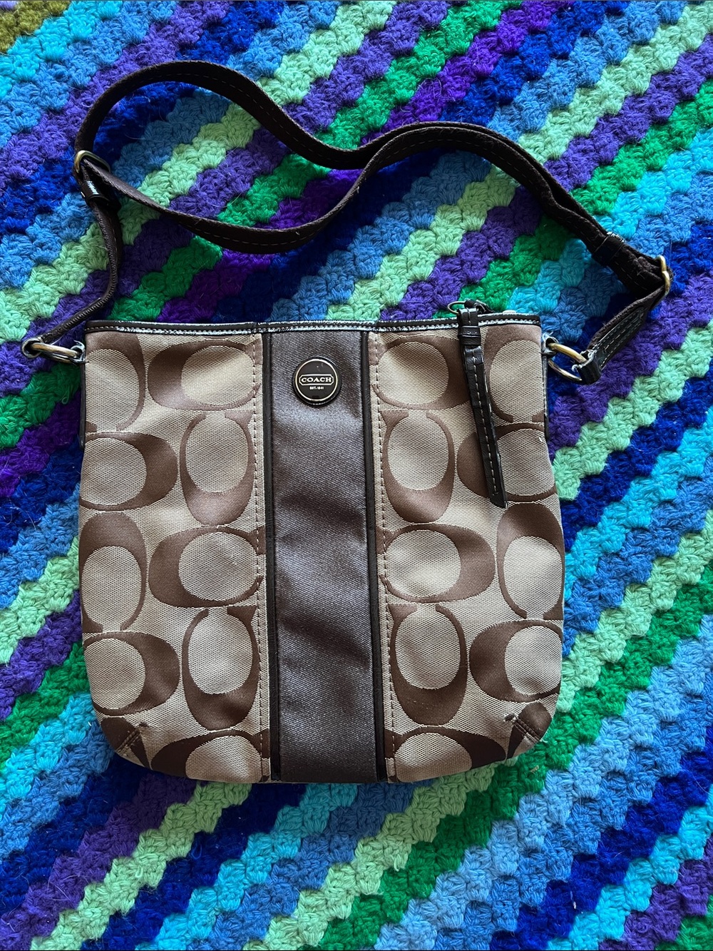 Coach Brown Signature Canvas Crossbody Bag